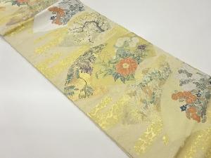 地紙に花々・ヱ霞模様織出し袋帯